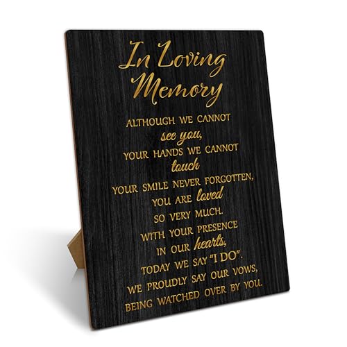 In Loving Memory Wedding Sign With Stand, Classic 8x10 inch Wooden Decorative Sign for Wedding Reception, Anniversary, Bridal Shower & Special Events - color: Black