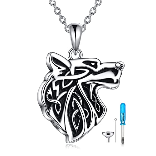 VONALA Urn Necklace Sterling Silver Memorial gifts for Ashes Keepsake Jewelry - style: Wolf