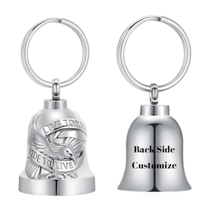Eagle Love Cremation Keychain Bell Urn Necklaces for Ashes Keepsake Ash Pendant Memorial Urn Keychain Jewelry - color: Customize
