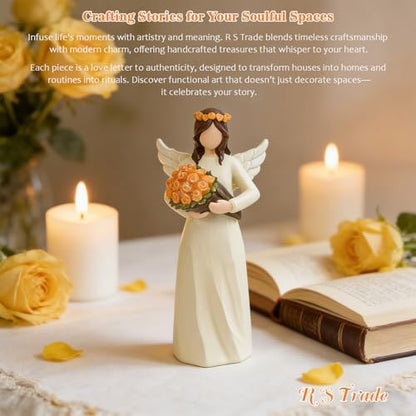 R S Trade Yellow Roses Angel Figurines, Friendship Gifts for Women | Friend Bestie Gifts to Express Encouragement, Appreciation, Celebrating New Beginnings - style: Friendship Gifts for Women