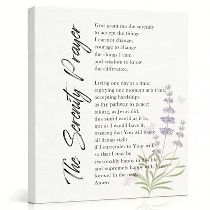 RTVJTERQ Inspirational Quote Canvas Wall Art, Thoughtful Encouragement Gift for Loved Ones, Lavender Serenity Prayer Print, Gallery Wrapped Canvas 8x10 Inches, Bedroom Deco - color: Quote 07