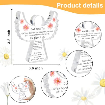 Baby Christening Gifts, Religious Gift, Baptism Angel Acrylic Decor Sign for First Holy Communion Christening and Dedication, Baby Blessings Baptism Gifts for Home Living Room Desk Centerpiece Decor - style: 049