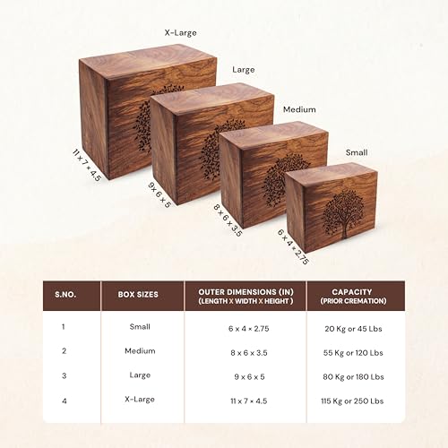 Personalized Rosewood Wooden Cremation Urn for Human or Pet Ashes, Brown, Tree - 01, Medium (120 lbs), Funeral Urn - size: Medium (120 lbs)
