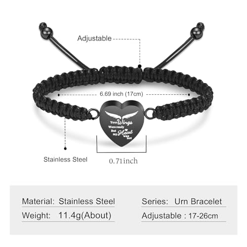 Imrsanl Heart Cremation Bracelet for Ashes Memorial Urn Jewelry - color: Rope Customize