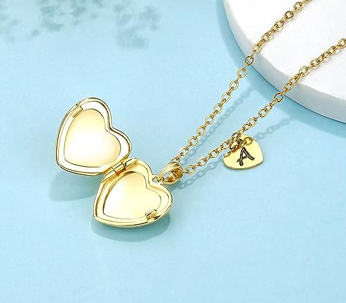 YOUFENG Heart Letter Unicorn Locket Necklace Initial Locket that Holds Pictures Locket Birthday Gifts - color: E