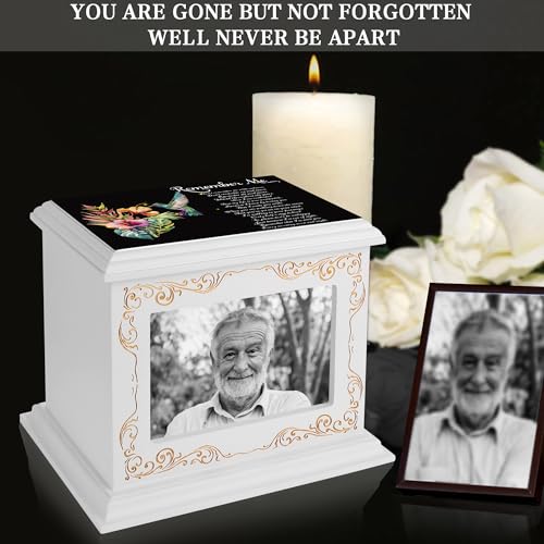 ADMLC Cremation Urns for Human Ashes Adult Up to 200 IBS with Photo Frame | 100% Wooden Handcrafted Memorial Keepsake Urn for Ashes,Funeral Burial Caskets Urn Suitable for Male Female Men Women Dad Mom
