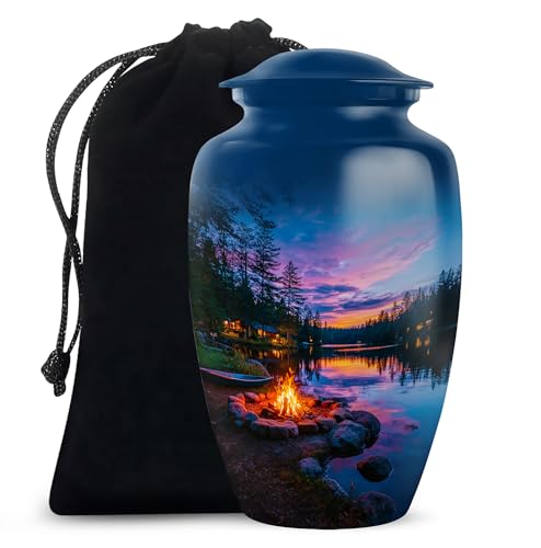 Campfire Urn for Ashes, Large Cremation Urns for Human Ash, Funeral & Burial for Adult, Decorative Gift for Female, 10 Inch - color: Campfire 4, size: Large-10"
