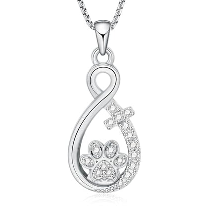 Oinsi Infinity Love Pet Cremation Jewelry for Ashes of Dog/Cat Funeral Keepsake Urn Necklace Pendant Memorial Jewellery - color: D-Sliver