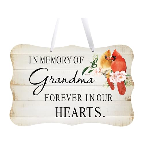 LifeSong Milestones Memorial Wall Hanging Signs Bereavement Keepsake Condolence Funeral Gift For Loss of Loved One 8x12 (In Memory Of Grandma (White)) - color: In Memory Of Grandma (White)