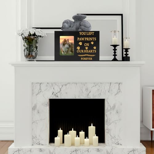 Pet Urns for Dog with Dog Angel, Wooden Pet Memorial Urns with Photo Frame, Pet Cremation Urns Keepsake Memory Box with Black Flannel as Lining, Loss Pet Memorial Remembrance Gift - size: Medium with Angel Dog