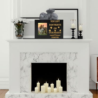 Pet Urns for Dog with Dog Angel, Wooden Pet Memorial Urns with Photo Frame, Pet Cremation Urns Keepsake Memory Box with Black Flannel as Lining, Loss Pet Memorial Remembrance Gift - size: Medium with Angel Dog