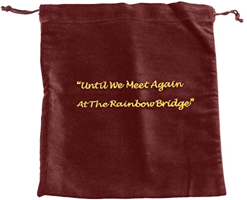 Large Burgundy Velvet Rainbow Bridge Cremains Bag for Ashes - Large Size 10"L x 12"H - for Holding 230 Cubic Inches of Pet Cremains - Includes Plastic Bag for Ashes - color: Burgundy, size: Large