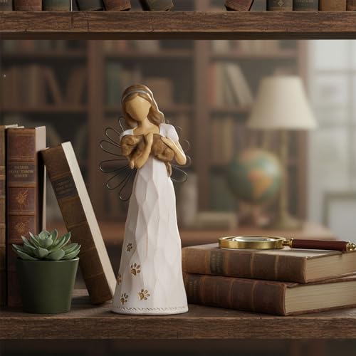 NAN ZAI NAN FANG Dog Angel Statue Friendship Gifts for Dog Lovers Women | 6.7" Loss of Pet Sympathy Memorial Remembrance Gift Resin Sculpted Hand-Painted Figure - style: Angle with Dog