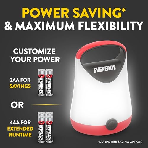 Eveready LED Camping Lantern X-250 (2-Pack), Super Bright Tent Lights, Rugged Water Resistant LED Lanterns, 100 Hour Run-time (Batteries Included), Red and Black - color: Red and Black, size: 2-Pack