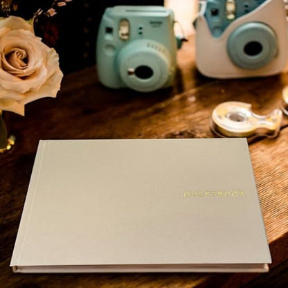 LADY&HOME Linen Wedding Guest Book for Wedding Reception-Guestbook to Sign in,Baby Shower Guest Book,Photo and Polaroid Guest Book for Bridal Shower (Beige) - color: Beige