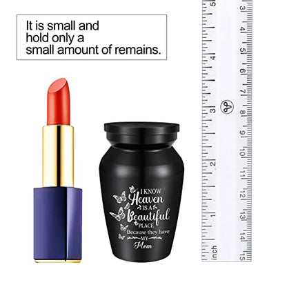 Aluminium Mini Keepsake Urn - Small Cremation Urn for Memorial Ashes - Butterflies - I Know Heaven is A Beautiful Place Because They Have My Mom