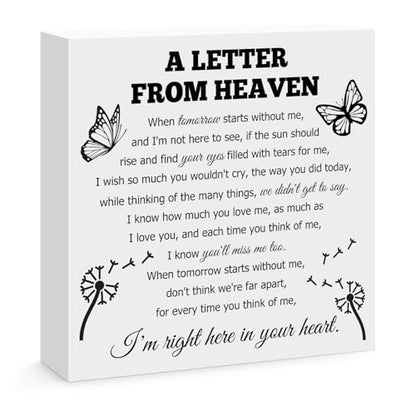 Bereavement Gift Wooden Block Sign Sympathy Memorial Gift for Loss of Mom Dad Grandma Grandpa Husband Wife Sister Brother Condolence Remembrance Table Decor Desk Decor Sign