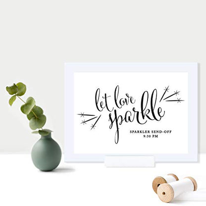 Andaz Press Personalized Wedding Framed Party Signs, Formal Black and White, 5x7-inch, Let Love Sparkle, Sparkler Send Off, 1-Pack, Includes Frame, Custom Made Any Time - color: Activity Sparkler