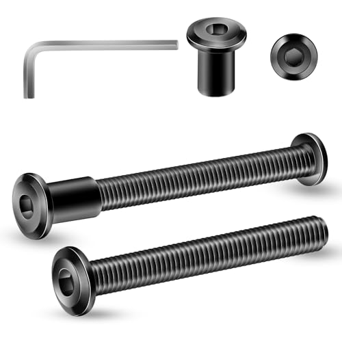 1/4-20 x 2-1/2" 20Pcs Flat Head Hex Socket Cap Screws Bolts Barrel Nuts Kit, 304 Stainless Steel 18-8, Full Thread, Black Oxide by SG TZH (with Hex Spanner) - color: Black, size: 1/4-20 x 2-1/2"