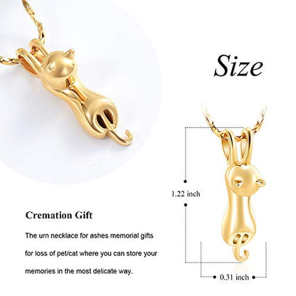 Imrsanl Pet Cremation Jewelry for Ashes Cat Urn Necklace - color: Gold