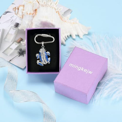 Frog Urn Necklace for Ashes Animals Cremation Jewelry Stainlee Steel Memorial Necklaces Keepsake Jewelry Ashe Holder Pendant for Human Ashes with Filling Kits - color: Blue-Keychain