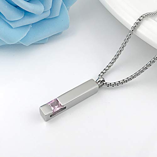 YOUFENG Urn Necklaces for Ashes Birthstone Cube Urns for Human Ashes Memorial Cremation Urn Locket Keepsake Ashes Jewelry - style: Silver - October