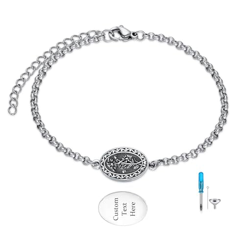 Birth Flower Urn Bracelet for Ashes for Women 925 Sterling Silver Cremation Bracelet Memorial Keepsake Jewelry for Human Ashes - style: 04-April-Daisy-Custom