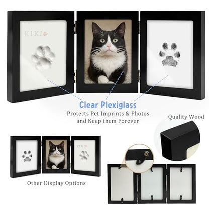 MYPAWLETS Paw Print Kit Keepsake,Ink&Clay Frame for Pet Pawprint,Black | Inkless Ink Pad,Soft Clay,Pet Safe,Mess-Free,Dog,Cat Paw Print Impression Kit,Nose Print,Memorial,DIY Gifts for Pet Owners - color: Black