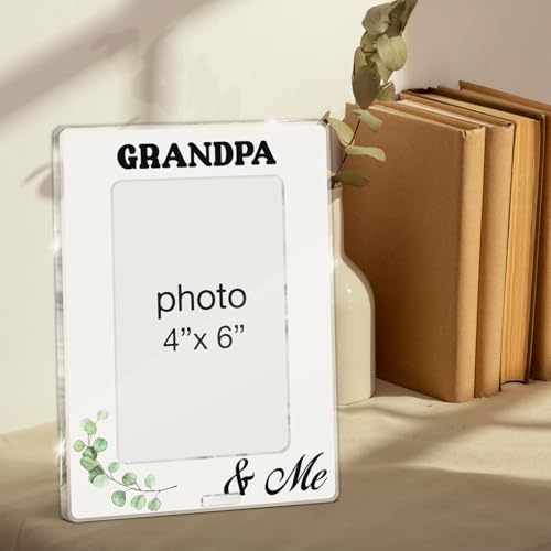 Grandpa Picture Frame Gifts for Grandpapa Pops Birthday Christmas, Grandpa & Me Acrylic Picture Frames 4 x 6 Inch Photo - color: G-Grandpa