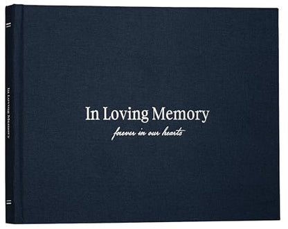 Kunitsa Co. Funeral Guest Book for Memorial Service – in Loving Memory (Navy Gray - Structured) - color: Navy Gray - Structured
