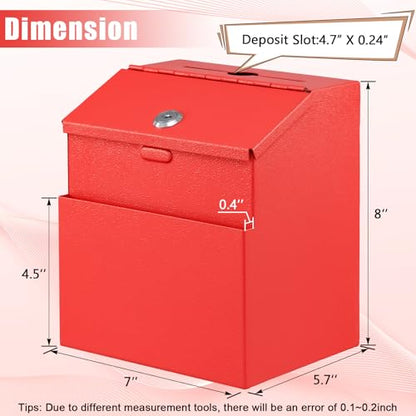 KYODOLED Suggestion Box with Slot and Lock, 50 Suggestion Cards, Red - color: Red-01, size: 8 x 5.7 x 7 Inch