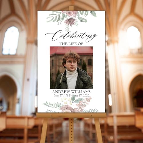 Custom Photo Funeral Tribute Sign – Memorial Entrance Welcome Yard Sign – Editable Text & Picture - color: Version 12
