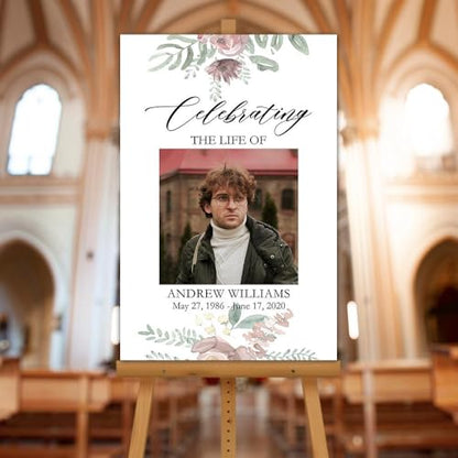 Custom Photo Funeral Tribute Sign – Memorial Entrance Welcome Yard Sign – Editable Text & Picture - color: Version 12