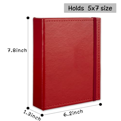 Small Photo Album 5x7 52 Pockets Leather Cover Picture Book Holds 5x7 Photos for Wedding, Baby, Family, Graduation - color: Red, size: 5x7 (1 PK)