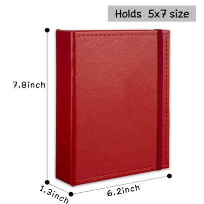 Small Photo Album 5x7 52 Pockets Leather Cover Picture Book Holds 5x7 Photos for Wedding, Baby, Family, Graduation - color: Red, size: 5x7 (1 PK)