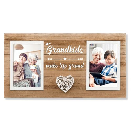 Grandparents Gifts, Birthday Gift for Grandma Photo Frame, Grandma Grandpa Gifts Picture Frame Holds 2pcs 4x6 Pictures - style: grandparents