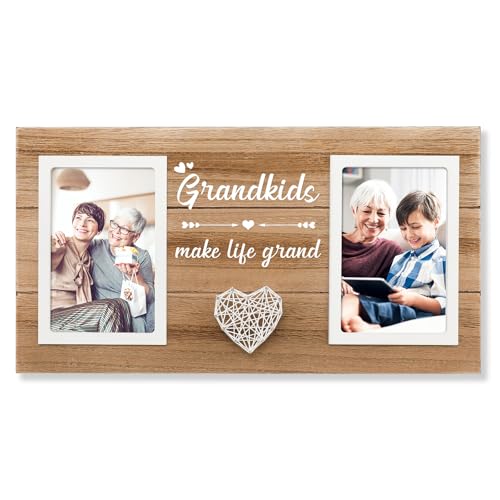 Grandparents Gifts, Birthday Gift for Grandma Photo Frame, Grandma Grandpa Gifts Picture Frame Holds 2pcs 4x6 Pictures - style: grandparents
