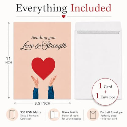 Andaz Press Jumbo Sympathy Card with Envelope, Sorry For Your Loss Card, Sending You Love & Strength, Loss Of Pets, Condolences Card with Big Blank Space to Send to Friends, Family, 8.5" x 11", 1-Pack - color: Sending You Love & Strength