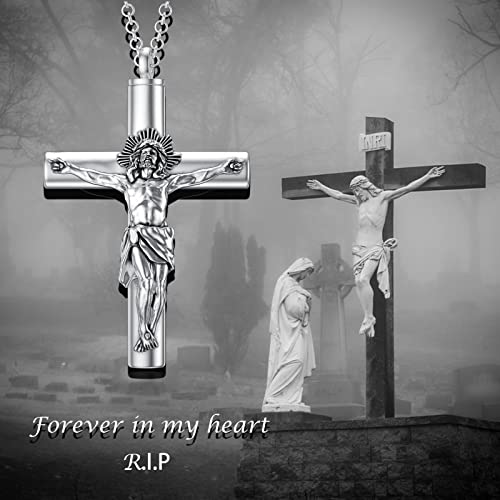 SOULMEET Cremation Jewelry for Ashes, Sterling Silver Urn Necklace for Ashes Women Men, Cherish Memories Cremation Jewelry to Keep Someone Near to You - color: E3-Oxidation black Cross