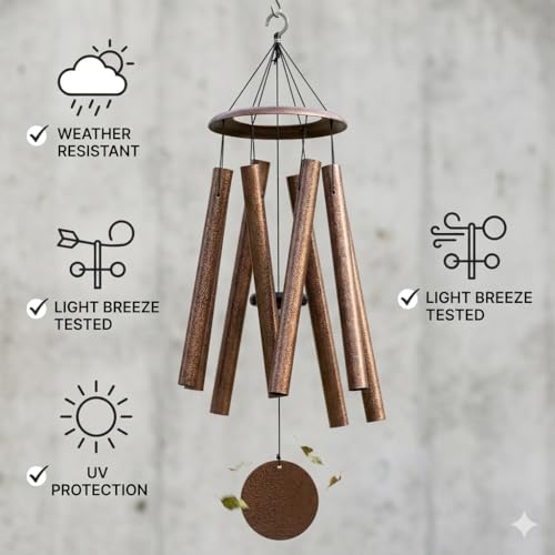 HOHIYA 50" Extra Large Outdoor Wind Chimes Deep Tone Aluminum - size: 50inch Copper Vein