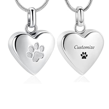 zeqingjw Pet Cremation Jewelry for Ashes Pendant Paw Print Pet Heart Urn Necklace Memorial Keepsake Jewelry for Pet/Dog's/Cat's Ashes - color: Heart-Customize