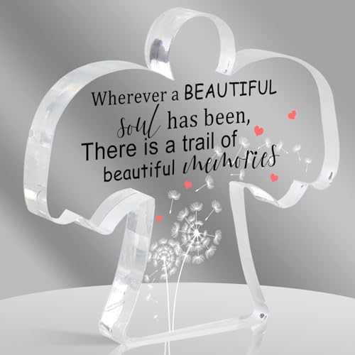 Sympathy Gifts, Angel Acrylic Memorial Condolence Gift, Grieving Gift, Remembrance Grief Dandelion Theme Gifts for Loss of Loved One, Sympathy Sign for Home Living Room Table Centerpiece Decor - style: 025