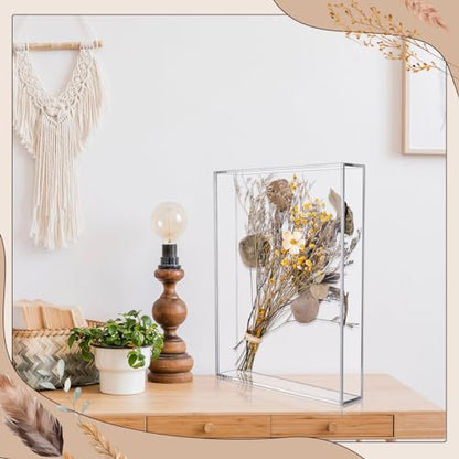 Barydat 2 Pcs 11'' x 14'' Acrylic Shadow Boxes Display Cases, Shadow Box DIY Frame Clear Acrylic Display Cases Wedding Memory Dried Flower Container Picture Photo Frame for Valentine Day Wedding - size: 11 x 14''