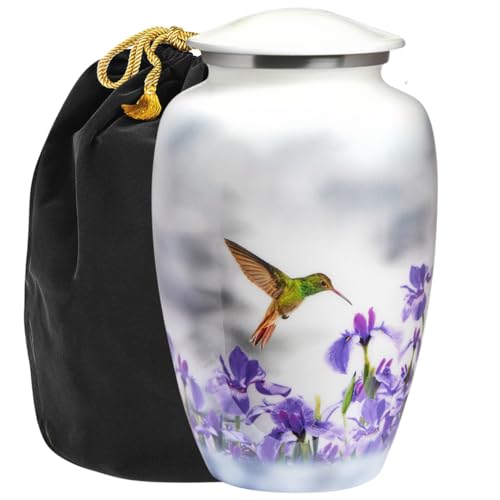 Trupoint Memorials Cremation Urns for Human Ashes Adult Female, Decorative Burial Urn for Men & Women – Large, White Hummingbird - color: White