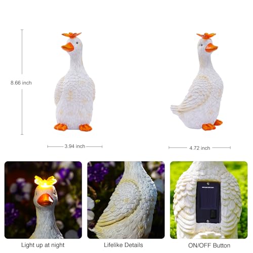 Goodeco Garden Goose with Solar Butterfly Statue - color: Off-white