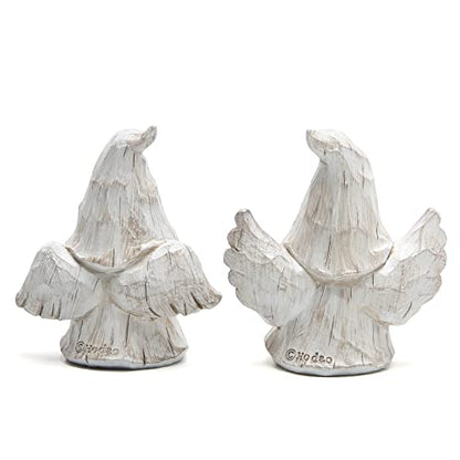 Hodao Angel Gnomes Figurines Set of 2, Handcrafted Wood-Like Resin Guardian Angel Statues with Heart & Prayer, Lucky Home Decor for Shelf, Tiered Tray, Christmas for Mom Grandma Friends