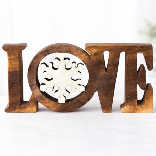 Wood Heart Sculpture, Gift for Her, Valentines Day Gifts for Her, Mom Dad Wife Valentines Gift Table Decor for Living Room Fireplace, Bookshelf Shelf Decor Farmhouse Boho Tabletop Mantle Decor - color: Love
