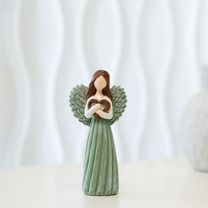 Remembrance Angel Figurines,Sympathy Gifts for Loss of Loved One,Grief Gifts for Women,Memorial Gifts to Hold Each One Safely in Your Heart,Hand-Painted Figurine.Life was a willow branch heart. - color: Green