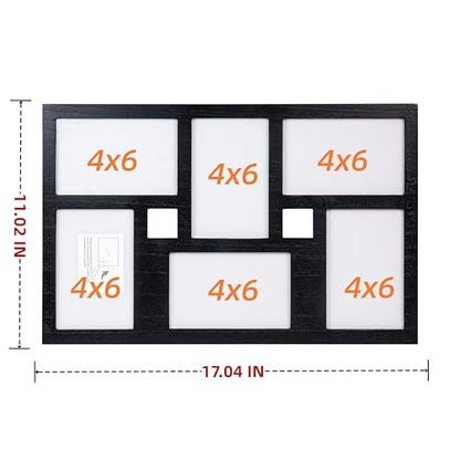 4x6 Collage Picture Frame Family Photos Display - 6 Openings Black - color: Black, size: 6 Opening