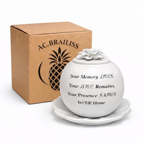AC BRAILISS Memorial Candles for Loss of Loved One - Hand Made Ceramic Memorial Candle Holder Sympathy Gift - in Memory of Loved One Gifts
